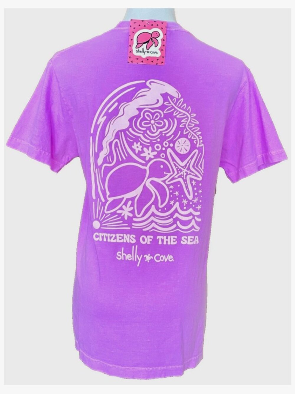 NWT! NEW! SHELLY COVE CITIZENS OF THE SEA TURTLES TEE T-SHIRT SMALL NEON VIOLET